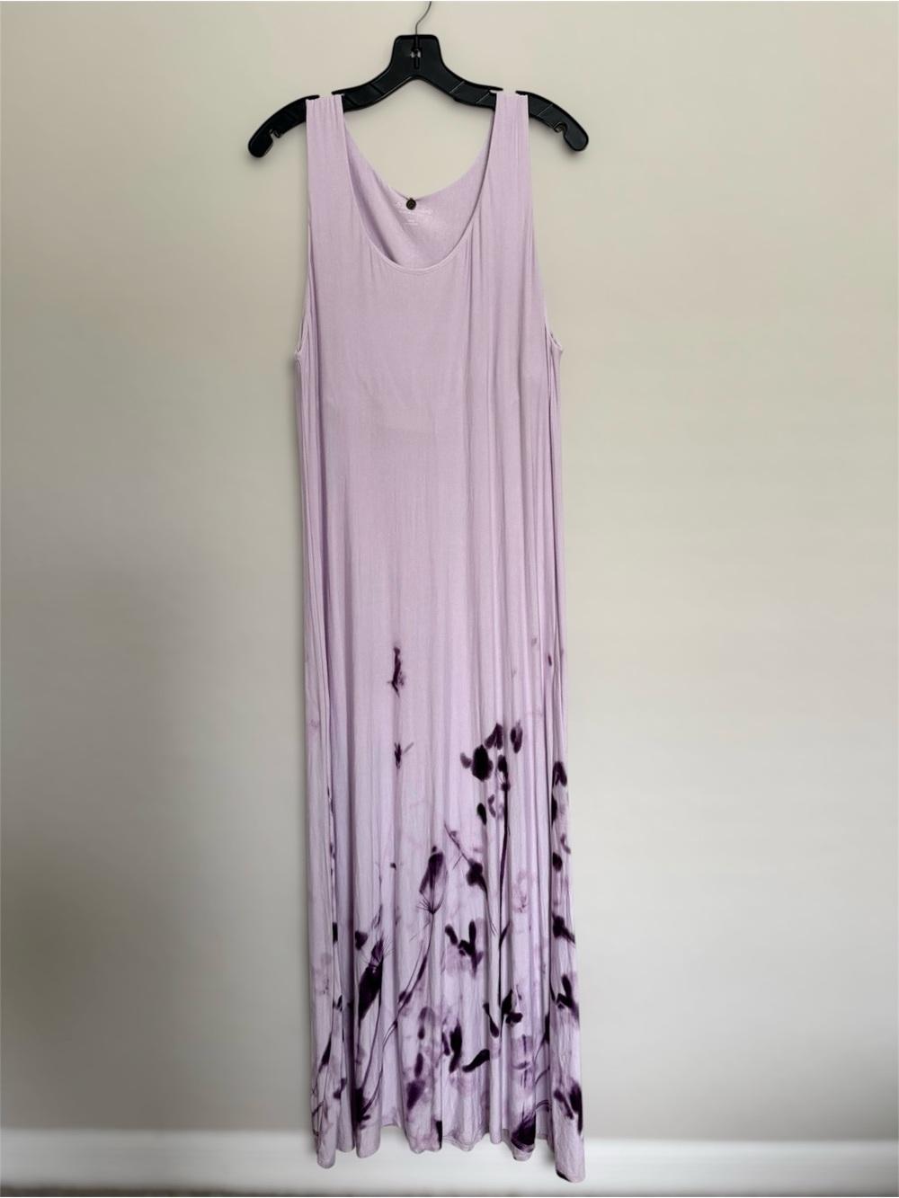 Soft Surroundings Purple Tie Dye Maxi Tank Dress Size L Boho Stretchy Resortwear